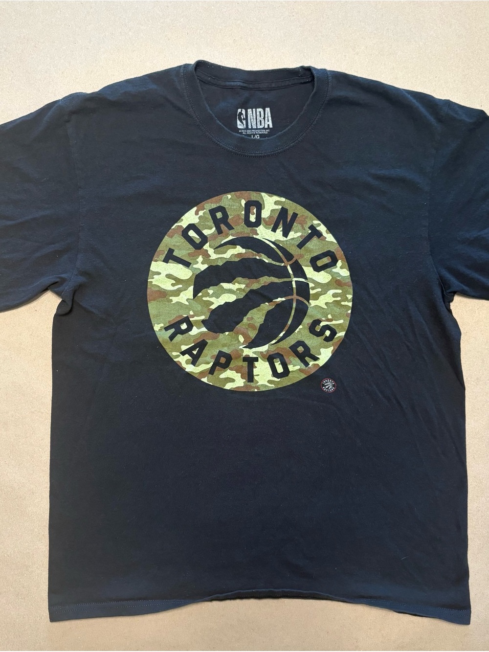 NBA Toronto Raptors Black T‑Shirt with Green Camo Logo